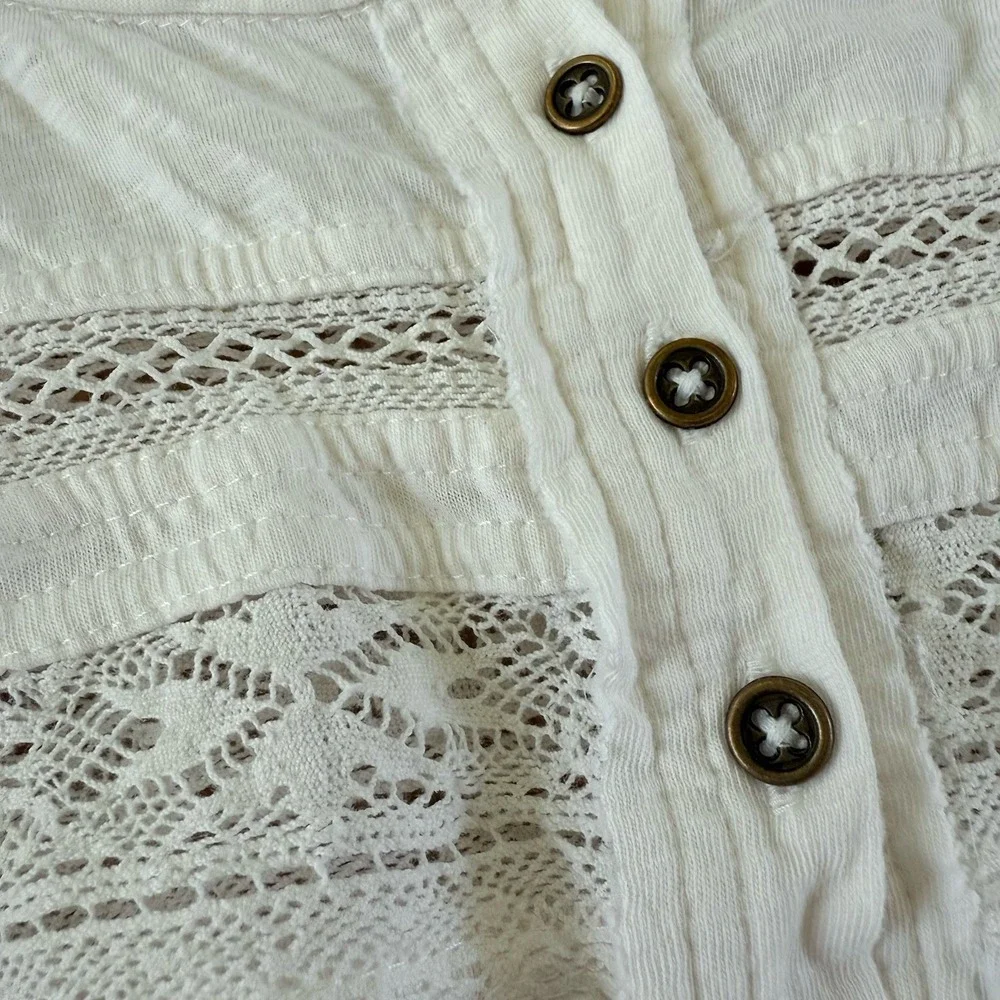 Anthropologie Pilcro White Lace Boxy Top Women M Boho Cottagecore Cotton $98 - Picture 7 of 10